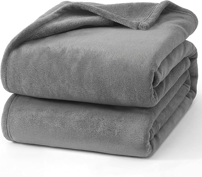 Hansleep Fleece Grey Throw XL Blanket, Super Soft Flannel Fuzzy Plush Cozy Blanket for All Seasons, Grey, Throw XL 50x70 Inches