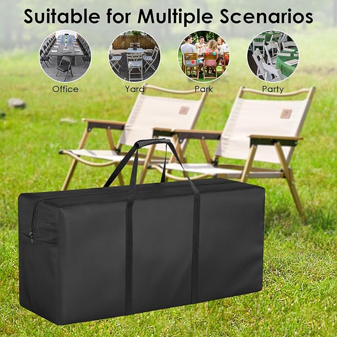 Folding Chair Storage Bag, Waterproof Large Carry Bag for 4 Packs Plastic, Resin, and Wood Folding Chairs - 39" L x 12" W x 20" H