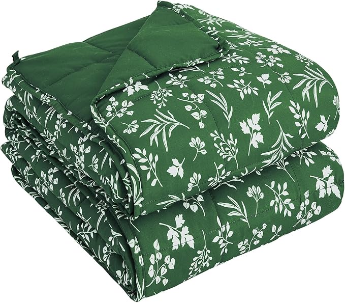 yescool Weighted Blanket for Adults (15 lbs, 48" x 72", Forest) Cooling Heavy Blanket for Sleeping Perfect for 140-160 lbs, Twin Size Breathable Blanket with Premium Glass Bead, Machine Washable