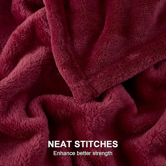 Hansleep Fleece Burgundy Red Full Blanket, Super Soft Flannel Fuzzy Plush Cozy Blanket for All Seasons, Burgundy Red, Full 84x90 Inches