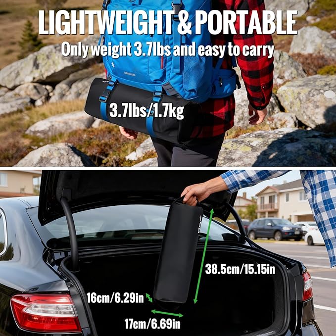 GARLLEN Portable Camping Chair 400LBS Capacity, Folding Backpacking Chair with Both Side Pockets, Folding Travel Chair with Carrying Bag & Anti-Slip Feet for Camping, Hiking, Picnic, Beach