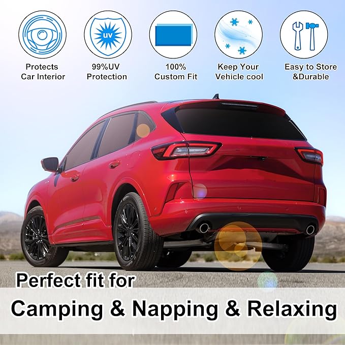 8PCS Windshield Sun Shade Custom Fit for 2020-2024 2025 2026 Ford Escape S, SE, SE Sport Hybrid, SEL, Titanium Accessories Foldable Sunshade Side Rear Window Shade Cover Full Set Privacy Protection