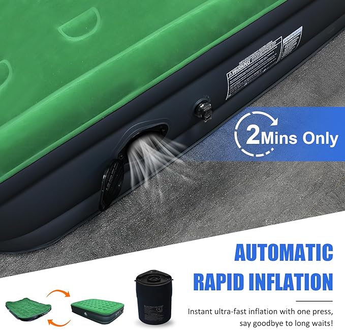 AYAMAYA Queen Camping Air Mattress with Built-in Rechargeable & Detachable Pump, 10" Height Inflatable Blow Up Airbed, Portable Self Inflating Sleeping Pad for Tents, Outdoor, Travel, Home, Guests