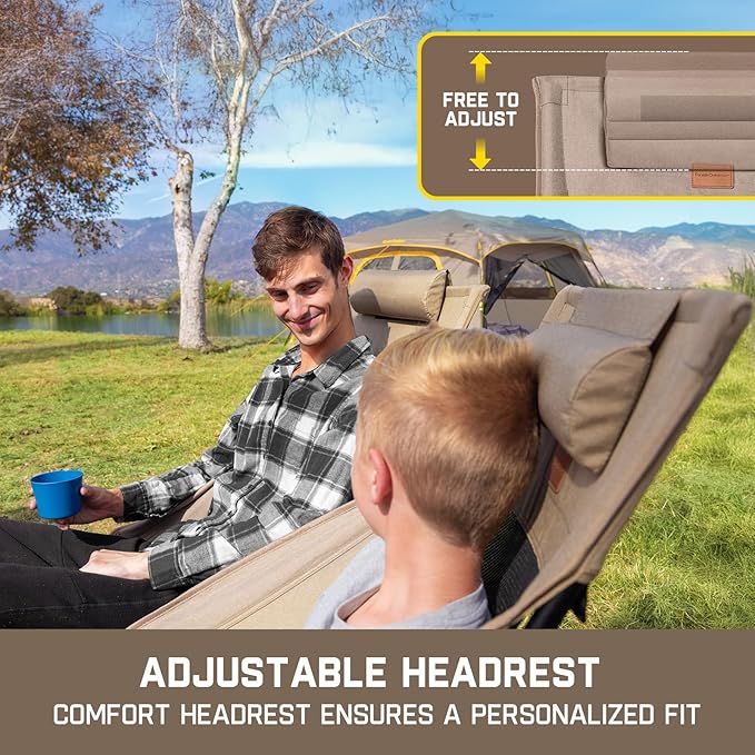 FanttikOutdoor Zeta L8 Max Camping Chair, Portable & Lightweight, Multi-Angle Adjustable, Supports up to 250 lbs, Comfort-Driven Design, High Strength Camping Chair for Travel, Hiking, Fishing, Khaki