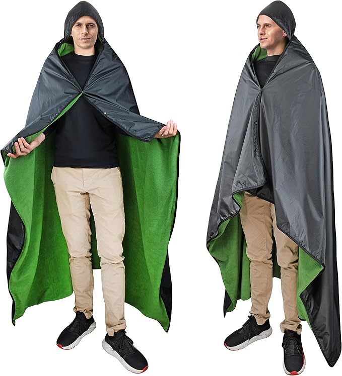 Catalonia Waterproof Stadium Blanket, Windproof Wearable Poncho for Football Sideline & Sports Events for Fans, Portable, Durable Outdoor Blanket for Camping & Tailgating