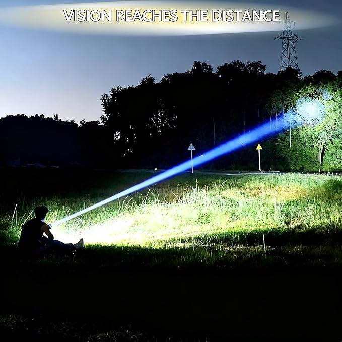 Rechargeable Flashlights High Lumens，Super Bright High Lumens Led Flashlights，6 Modes Zoomable Linternas，Small Flashlights Powerful，Suitable for Hiking Camping and Family Emergencies