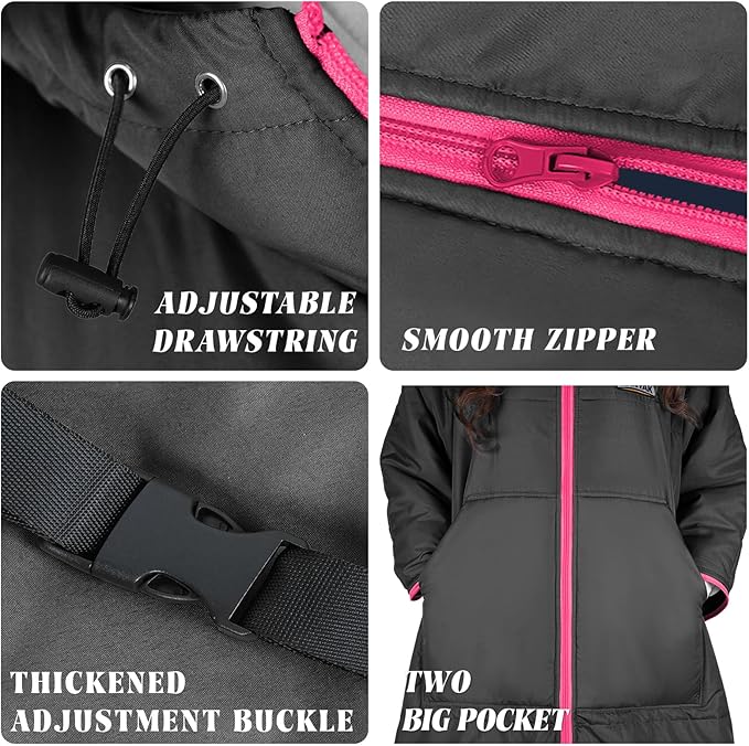 Camping Blanket Poncho, Large Wearable Blankets, 75 x 55 inch Cape, Windproof & Water-Repellent, Portable & Warm, for Outdoor, Sports, Travel, Car