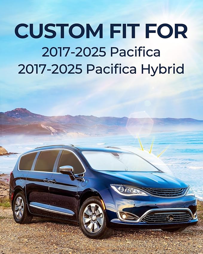 Car Window Shades for Chrysler Pacifica/Pacifica Hybrid 2017-2025, 8pcs Privacy Sun Shade Set for Front Windshield Side and Rear Windows, Full Window Covers Keeps Vehicle Cool for Camping Napping
