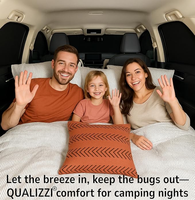 XL/Car Side Window Shades for Baby (9 Sizes/2 Pack). Full-Coverage No-Gaps Stretchy Mesh, Real Block of 96.25% UVA. Sun, Heat & Privacy Protection. Camping Bug Screen. Roll Down Windows | Qualizzi®