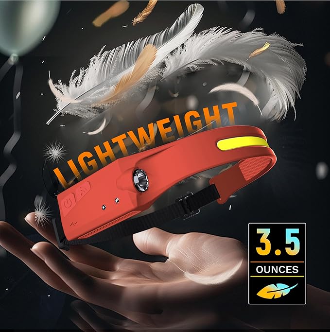 EGUKU Headlamp Rechargeable, Rechargeable LED Headlamps 1200Lumens 2 COB 230°Wide Beam Headlight with Bright 5 Modes Lightweight Waterproof Head Lamp for Outdoor Running, Camping Hiking