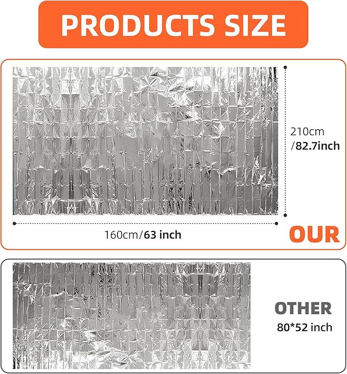 6 Pack Emergency Thermal Blankets for Survival, 82.67”x62.99” Extra Large Mylar Space Blankets, Waterproof & Windproof for Outdoor Camping, Hiking, Survival Kit, First Aid, Car Emergency