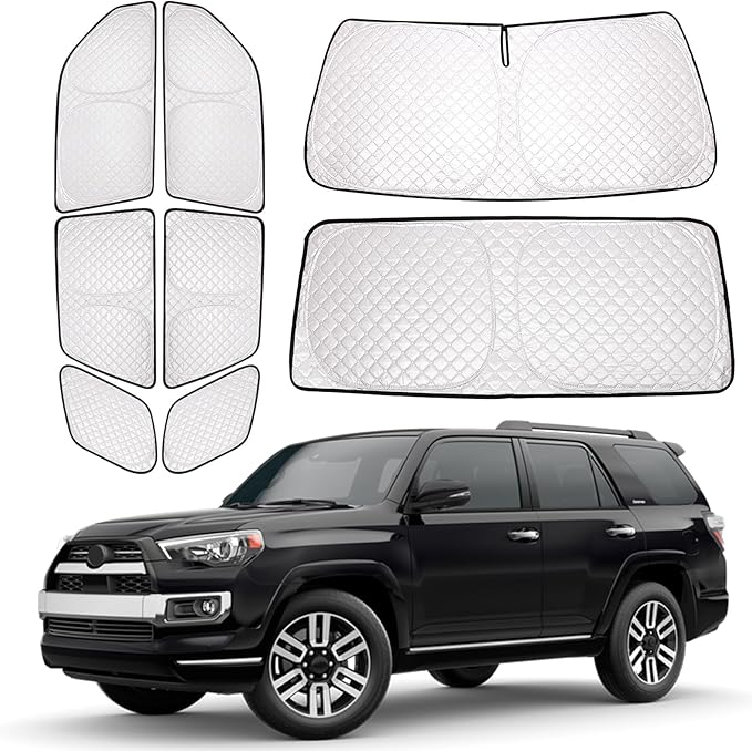 XCBYT 2011-2023 4Runner Full Coverage Window Shades | 6-Layer Blackout Insulated Sun & UV Protection | Custom Fit Privacy Covers for Camping, Sleeping & Car Living (8 PCS)