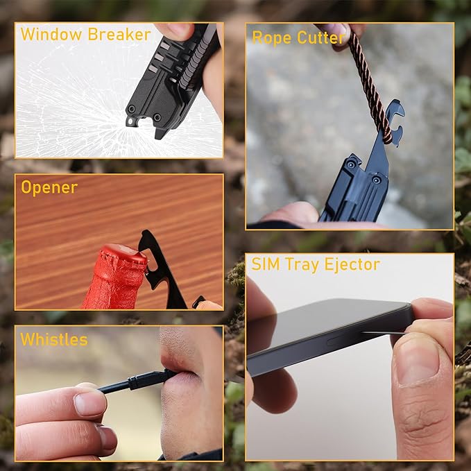 Leopcito Multitool Knife with Nylon Pouch, 22 in 1 EDC Multi Tools with Fire Starting Sticks, Bottle Opener, Whistle, Pocket Knife and Window Breaker, Perfect for Survival, Outdoor and Everyday Use
