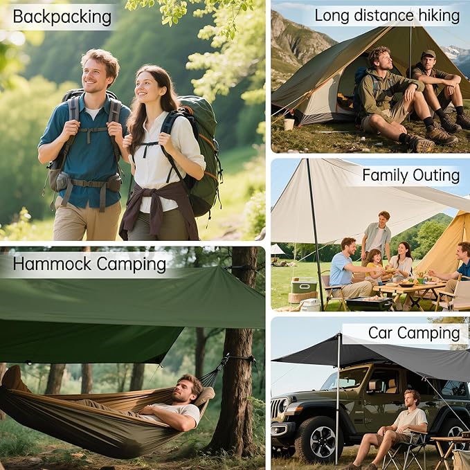 Free Soldier Waterproof Portable Tarp Multifunctional Outdoor Camping Traveling Awning Backpacking Tarp shelter Rain Tarp