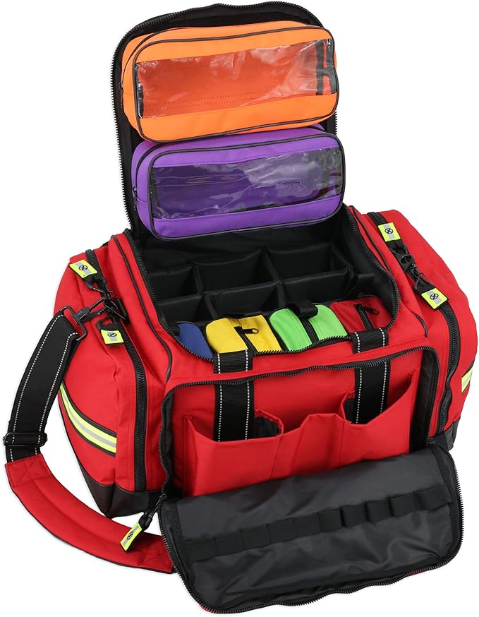 Lightning X Extra Large Medic First Responder EMT Trauma Bag Stocked w/Fill Kit C - RED