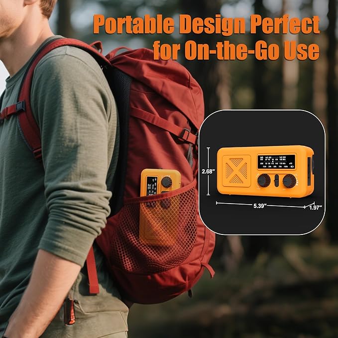 Emergency Radio Hand Crank Solar, 5000mAh/18500mWh Emergency Weather Radio, Solar Crank Radios with NOAA/AM/FM, Thermal Blanket, Paracord Bracele, for Outdoor & Home