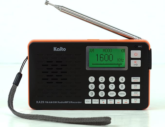 Kaito KA29 All in one World Receiver, with Recorder, AM FM SW Radio and MP3 Player(Black)