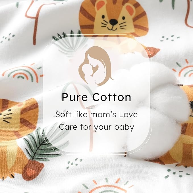 Baby Sleep Sack 12-18 months, 100% Cotton Sleeping Sack for Toddler, 3 Pack Baby Wearable Blanket, 0.5 Tog Lightweight Double Zipper Sleep Bag Large Brown Green Lion