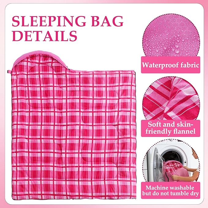 Uniqwamer Kids Sleeping Bag for Girls Boys - 4 Seasons Cold & Warm Weather Flannel Camping Sleeping Bags, Lightweight & Waterproof 45°F Sleeping Bag for Camping Hiking Outdoor Travel