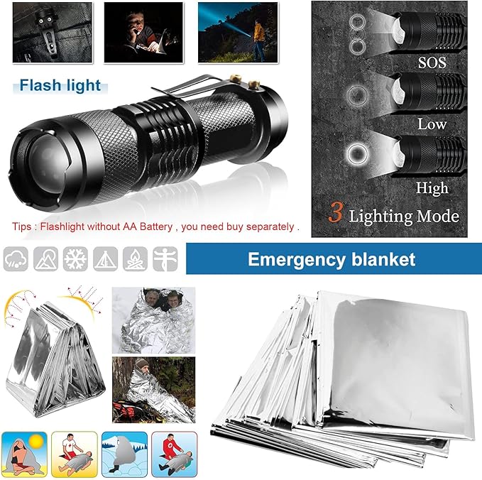 LAUFARY Survival Kits 30 in 1, Christmas Birth Day Gift for Men Women Adventure Lovers, Survival Gear and Equipment, Camping Accessories, Cool Gadgets, Camping, Fishing, Hunting, Adventure.