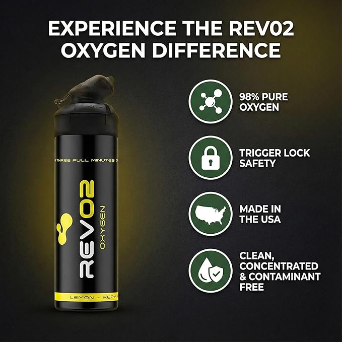 Oxygen Can | 98% Pure Portable Oxygen for Recovery, Immunity & Hiking | 10L Canister with Leak-Proof Mouthpiece & Trigger Lock | Natural Citrus Boost for Breathing, Energy & Wellness - Lemon 2 Pack