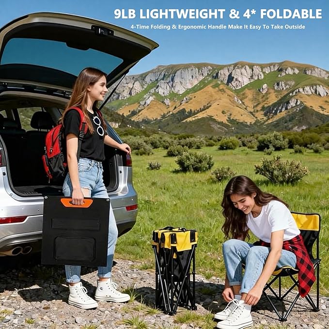 200W Portable Solar Panel, Monocrystalline ETFE Solar Charger with 23.5% High Conversion Efficiency, Foldable Solar Panel with MC4 Output for Portable Power Station, Camping, RV, Outdoor Emergency