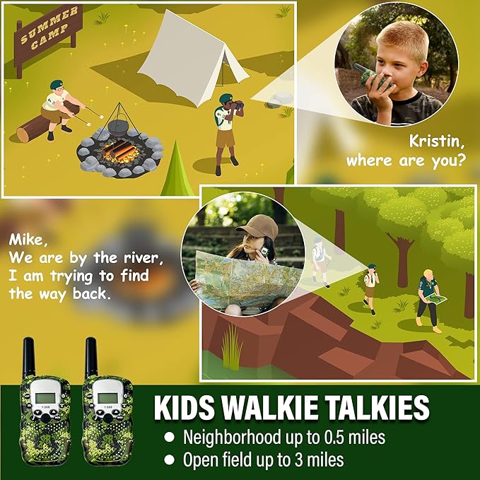Kids Explorer Kit - 10-in-1 Nature Explore Set with Walkie Talkies, Binoculars, Compass, LED Flashlight - Outdoor Adventure Kit for Boys and Girls - Complete Camping Gear Bundle