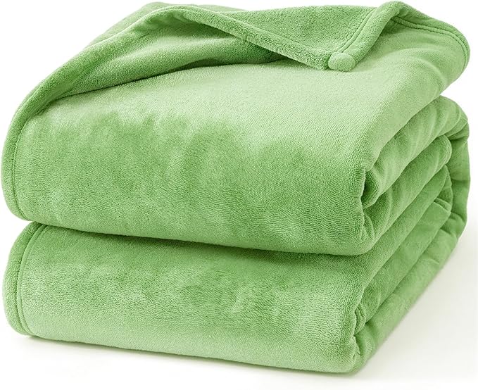 Hansleep Fleece Grass Green Throw Blanket, Super Soft Flannel Fuzzy Plush Cozy Blanket for All Seasons, Grass Green, Throw 50x60 Inches
