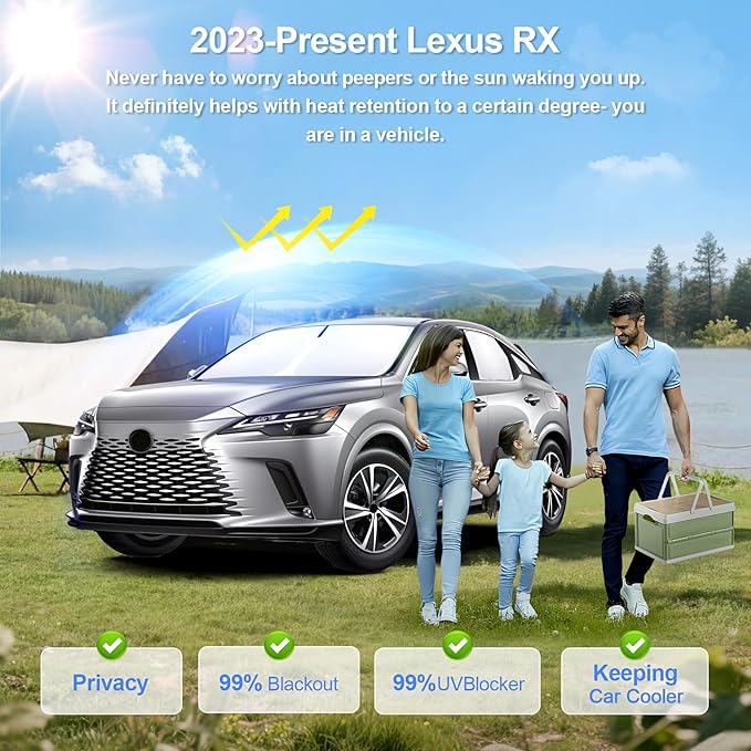 8pcs Car Window Shades for Lexus RX 2023-Present Accessories RX350/RX 450h,Windshield Side Rear Full Sunshade,Sun Visor UV Blocking, Privacy Protection and Blackout for Camping Outdoor