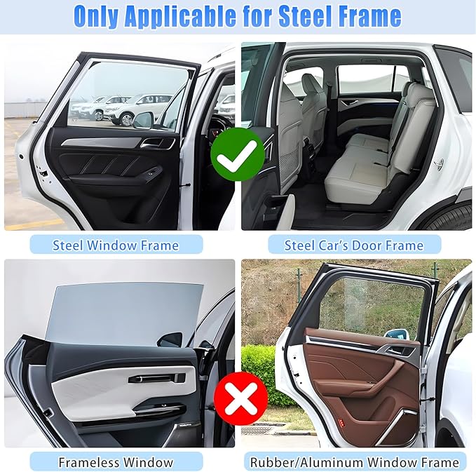 ZATOOTO Car Window Covers for Rear Side Window Curtains Suede Sun Shade for Privacy Blackout for UV Protection, Car Shades for Large Rear Window, 21.2×39.3in