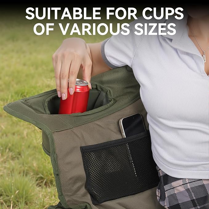 Huskfirm Double Camping Chair Oversized Padded Camping Chairs for Adults Folding Loveseat with Cup Holders and Side Pockets Heavy Duty Outdoor Lawn Chairs for Camping,Sports, Fishing,Beach,Green