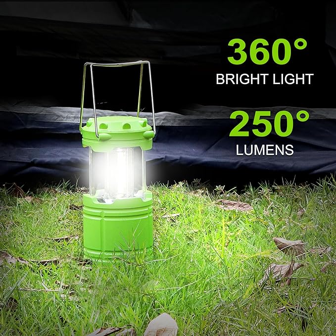 4-Pack Mini LED Green Camping Lanterns, Portable Camping Lights, Outdoor Handled Lamps, Essential Emergency Lights for Power Outages, Hiking, Hurricane