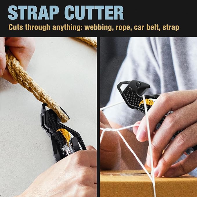 GOOD WORKER Legal Pocket Knife with 2.95” Serrated Blade, Glass Breaker, Seat Belt Cutter - EDC Sharp Folding Knives with Portable Clip - Small Tool for Tactical Camping Survival Hiking - Gifts for Men, Women
