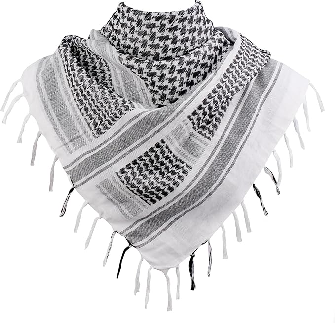 Explore Land Cotton Shemagh Keffiyeh Tactical Desert Scarf Neck Head Wrap with Tassel for Men Women