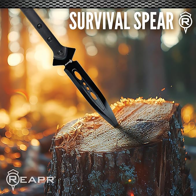 Reapr Survival Spear – 44″ Fixed-Blade Throwing Spear with Double‑Edge Stainless Steel Head & Snap Sheath