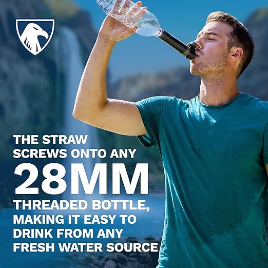 Survivor Filter Emergency Water Straw – USA-Tested – 0.05 Micron Filtration – Portable Outdoor Water Filter for Camping & Hiking - No Expiration