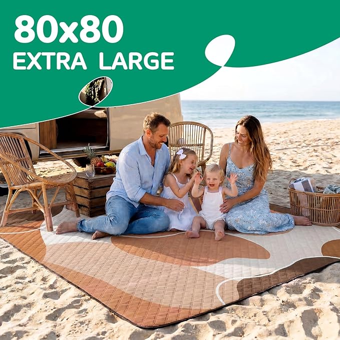 Waterproof Beach Blanket Picnic Outdoor Camp Mat Towel Family Beach Trip Essentials Summer Vacation Must Have Travel Accessories Lake Day Necessities Stuff Thing Need Gear Gift Supplies 2026