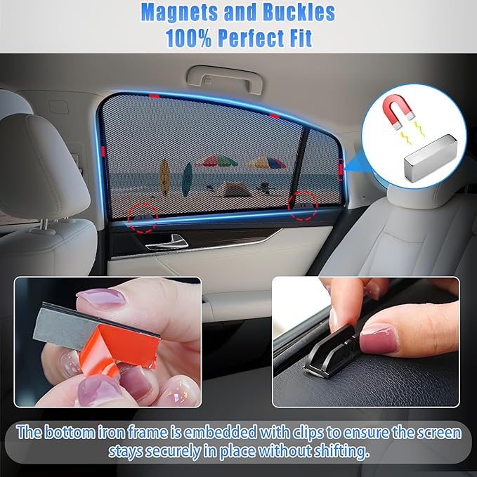 ZATOOTO Car Window Shades Toyota Corolla 2019-2024 for Rear Window | Car Window Covers for Baby & Pets | Blocks 99% UV Rays & Heat | Breathable Mesh Sunshade | Bug-Free Protection for Camping & Travel