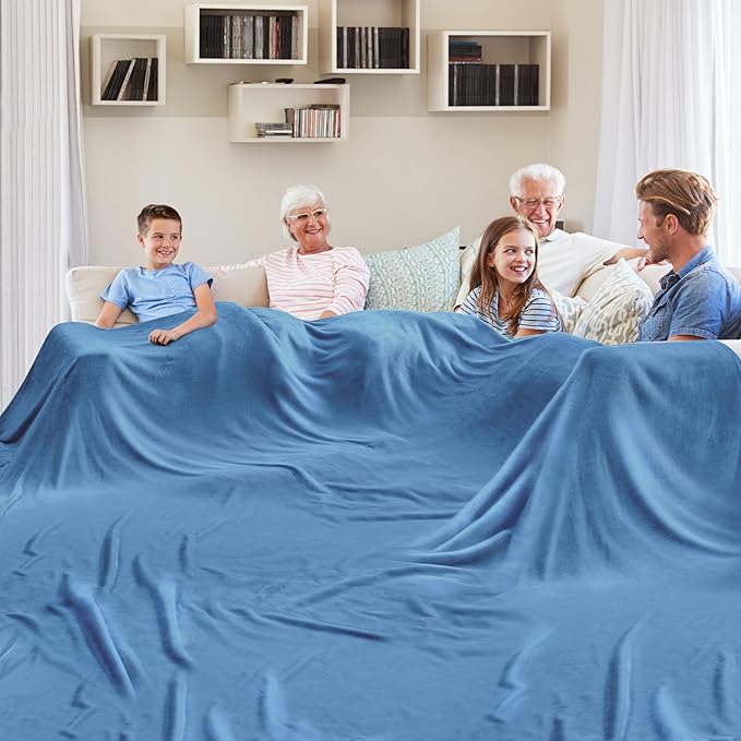 Edenleaf Big Oversized Soft Blanket, Giant Fleece Companion 120x120, California King Warm Blanket for Whole Family, Bed, Sofa, Couch, Travel, Camping 120x120 Sky Blue
