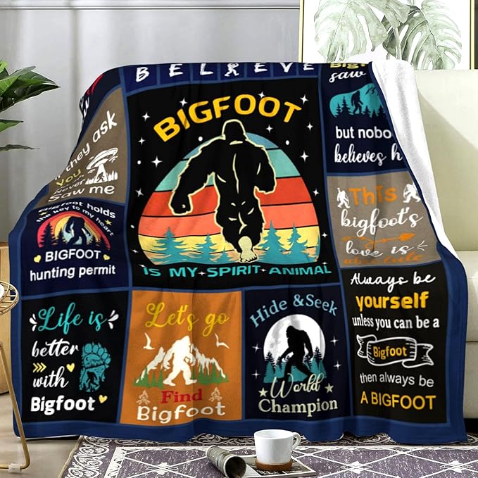 Bigfoot Sasquatch Blanket Gifts for Adults Men Unique,Cool Throw Blankets Sasquatch Decor for Men Women Kids Boys Bigfoot Lovers 60"X50"