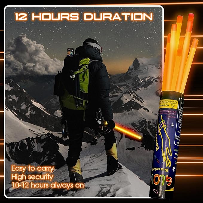 Lewtemi 10 Pcs Large Glow Sticks Big Giant Jumbo Halloween Christmas Emergency Light Stick for Camping Accessories, Survival Kit