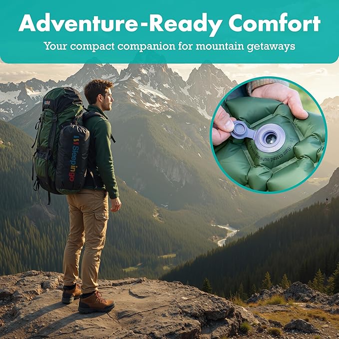 Sleepingo Sleeping Pad for Camping, Green Nylon TPU, Lightweight & Compact, Ideal for Camping and Hiking, Durable Material