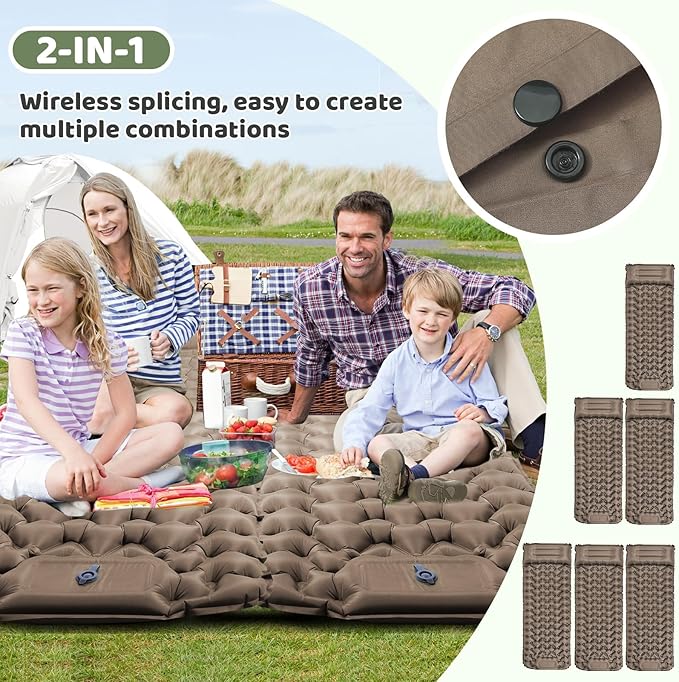 Sleeping Pad,4" Thick Ultralight Sleeping Pad for Camping with Pillow & Foot Pump,Compact Inflatable Camping Mattress for Hiking Tent Road Trip,One-Second Deflation