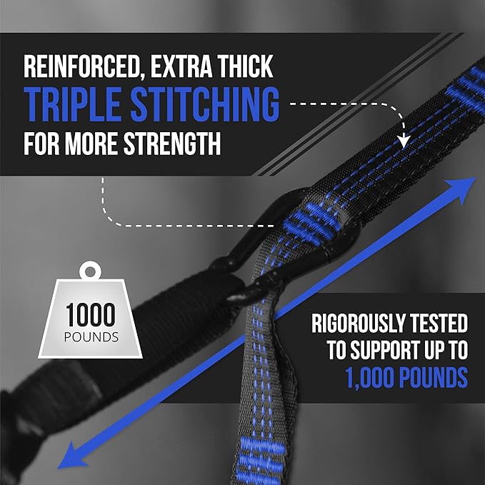 Bear Butt Kodiak Hammock Straps for Trees - 20 Feet Long, 40 Combined Loops - Holds 1000 Pounds - Camping Accessories With Carabiner