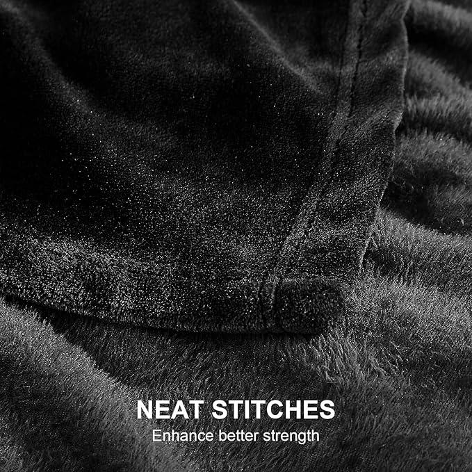 Hansleep Fleece Black Throw Blanket, Super Soft Flannel Fuzzy Plush Cozy Blanket for All Seasons, Black, Throw 50x60 Inches