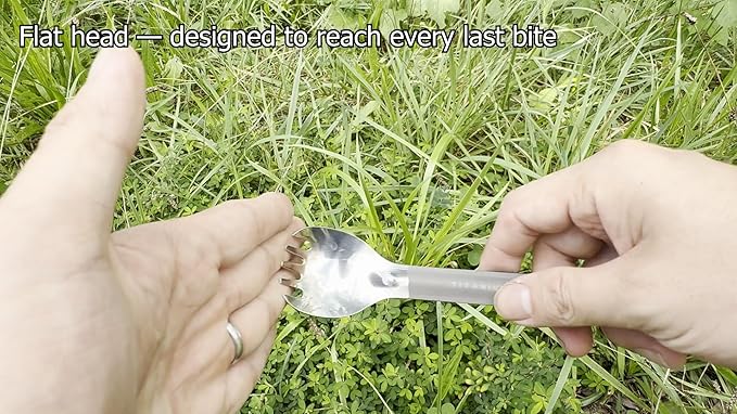 TOAKS Titanium Long Handle Spork with Polished Bowl