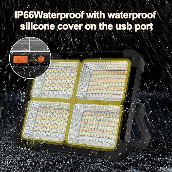 Portable LED Work Solar Light 100W 16500mAh 10000 LM with Stepless Brightness Job Site Battery Rechargeable LED Floor Light for Emergency Worklight for Hurricane (Black)