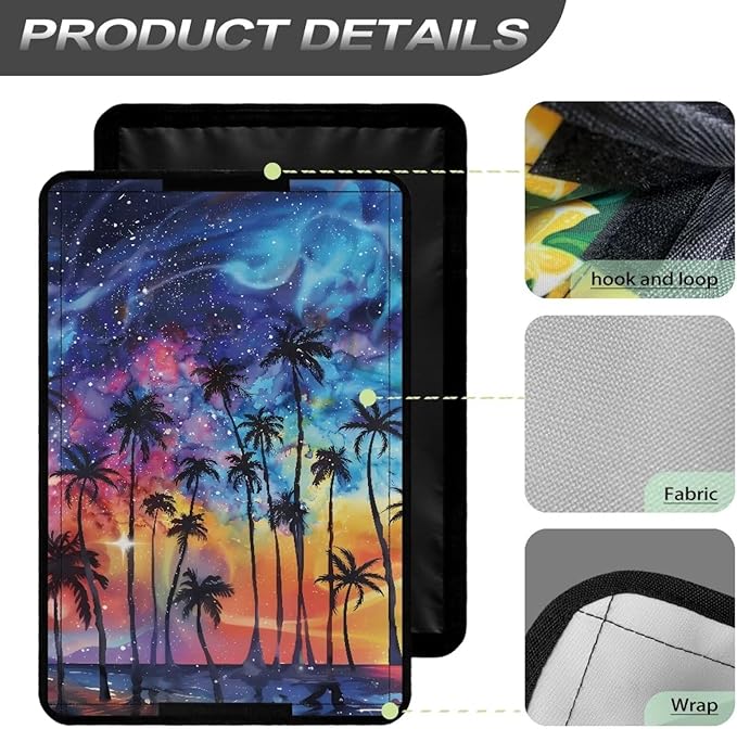 Reflective RV Door Window Shade Cover, Galaxy Palm Foldable Trailer Door Blackout Window Shade with Hook and Loop, Reflective Camper Door Window Shade RV Accessories for Inside