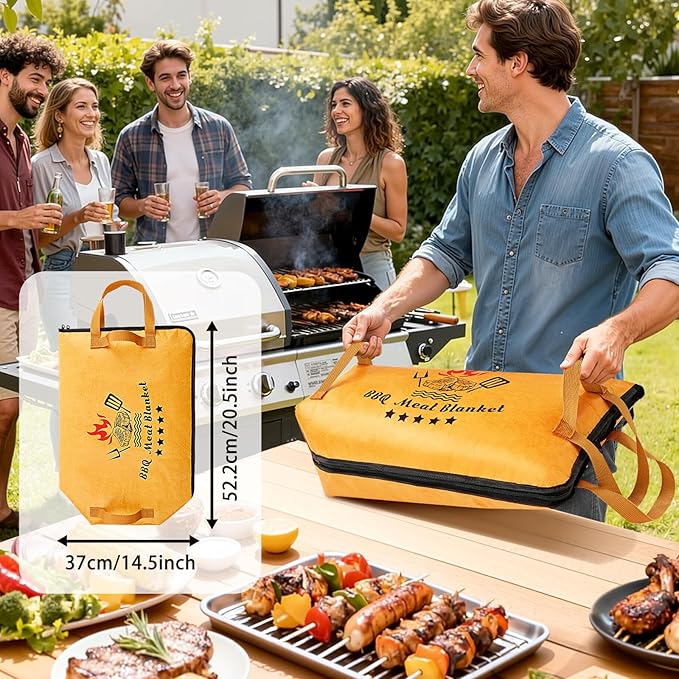 21in BBQ Blanket for Resting Meat, Smoked Meat Insulated Bag for Turkey/Beef/Brisket/Pork Shoulder, Kitchen & Party Supplies, Picnic & Camping Accessories, Anniversary Birthday Gift for Men