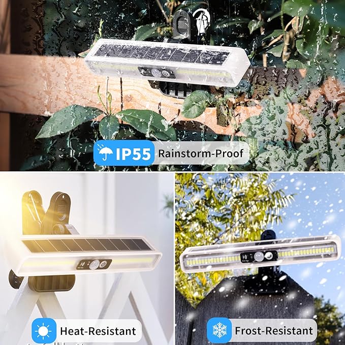 Clip On Solar Motion Lights Outdoor Waterproof, 4 Pack Motion Sensor Outdoor Lights with 36 LEDs, 6000K, Portable Solar Powered Security Light for Fence Garage Camping(White)